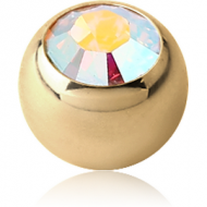 ZIRCON GOLD PVD COATED SURGICAL STEEL OPTIMA CRYSTAL JEWELLED BALL PIERCING