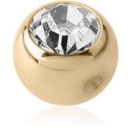 ZIRCON GOLD PVD COATED SURGICAL STEEL OPTIMA CRYSTAL JEWELLED BALL FOR BALL CLOSURE RING PIERCING