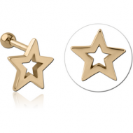 ZIRCON GOLD PVD COATED SURGICAL STEEL TRAGUS MICRO BARBELL - STAR PIERCING