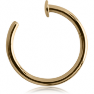 ZIRCON GOLD PVD COATED SURGICAL STEEL OPEN NOSE RING PIERCING