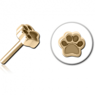 ZIRCON GOLD PVD COATED SURGICAL STEEL THREADLESS ATTACHMENT - ANIMAL PAW INDENT PIERCING