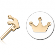 ZIRCON GOLD PVD COATED SURGICAL STEEL THREADLESS ATTACHMENT - CROWN PIERCING
