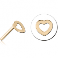 ZIRCON GOLD PVD COATED SURGICAL STEEL THREADLESS ATTACHMENT - HEART PIERCING