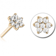 ZIRCON GOLD PVD COATED SURGICAL STEEL JEWELLED THREADLESS ATTACHMENT - FLOWER