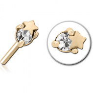 ZIRCON GOLD PVD COATED SURGICAL STEEL JEWELLED THREADLESS ATTACHMENT - STAR AND GEM PIERCING