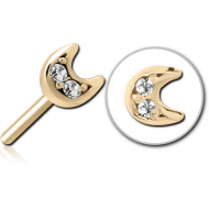 ZIRCON GOLD PVD COATED SURGICAL STEEL JEWELLED THREADLESS ATTACHMENT - CRESCENT PRONGS