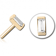 ZIRCON GOLD PVD COATED SURGICAL STEEL JEWELLED THREADLESS ATTACHMENT - SQUARE