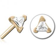 ZIRCON GOLD PVD COATED SURGICAL STEEL JEWELLED THREADLESS ATTACHMENT - TRIANGLE PIERCING