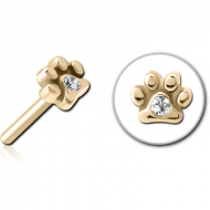 ZIRCON GOLD PVD COATED SURGICAL STEEL JEWELLED THREADLESS ATTACHMENT - ANIMAL PAW CENTER GEM PIERCING