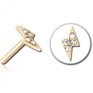 ZIRCON GOLD PVD COATED SURGICAL STEEL JEWELLED THREADLESS ATTACHMENT - THUNDER PIERCING