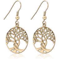 ZIRCON GOLD PVD COATED SURGICAL STEEL EARRINGS PAIR - TREE OF LIFE