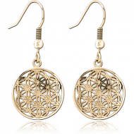 ZIRCON GOLD PVD COATED SURGICAL STEEL EARRINGS PAIR - FILIGREE
