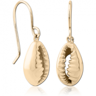 ZIRCON GOLD PVD COATED SURGICAL STEEL EARRINGS - SHELL