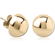 ZIRCON GOLD PVD COATED SURGICAL STEEL EAR STUDS PAIR - SEMICIRCLE