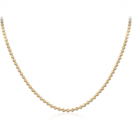 ZIRCON GOLD PVD COATED STAINLESS STEEL BALL CHAIN 40CMS WIDTH*2.4MM
