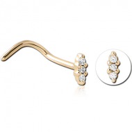 ZIRCON GOLD PVD COATED SURGICAL STEEL JEWELLED NOSE STUDS PIERCING