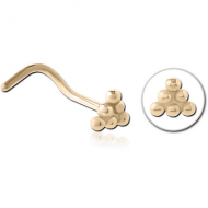 ZIRCON GOLD PVD COATED SURGICAL STEEL CURVED NOSE STUD