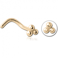 ZIRCON GOLD PVD COATED SURGICAL STEEL CURVED NOSE STUD PIERCING