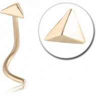 ZIRCON GOLD PVD COATED SURGICAL STEEL CURVED NOSE STUD - 3D TRIANGLE