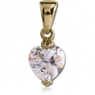 ZIRCON GOLD PVD COATED SURGICAL STEEL JEWELLED PENDANT - HEART