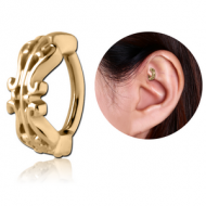 ZIRCON GOLD PVD COATED SURGICAL STEEL ROOK CLICKER - FILIGREE