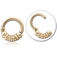 ZIRCON GOLD PVD COATED SURGICAL STEEL HINGED SEGMENT CLICKER PIERCING