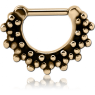 ZIRCON GOLD PVD COATED SURGICAL STEEL HINGED SEPTUM CLICKER