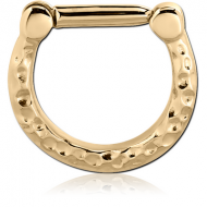 ZIRCON GOLD PVD COATED SURGICAL STEEL HINGED SEPTUM CLICKER