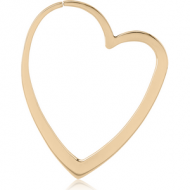 ZIRCON GOLD PVD COATED SURGICAL STEEL HOOP EARRINGS FOR TUNNEL - HEART PIERCING