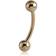ZIRCON GOLD PVD COATED TITANIUM CURVED BARBELL