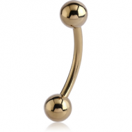 ZIRCON GOLD PVD COATED TITANIUM CURVED BARBELL PIERCING