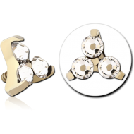 ZIRCON GOLD PVD COATED TITANIUM MICRO JEWELLED ATTACHMENT FOR 1.2MM INTERNALLY THREADED PINS PIERCING