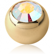 ZIRCON GOLD PVD COATED TITANIUM OPTIMA CRYSTAL JEWELLED MICRO BALL