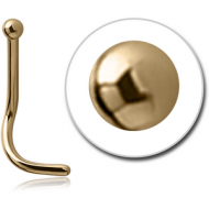 ZIRCON GOLD PVD COATED TITANIUM CURVED BALL NOSE STUD PIERCING